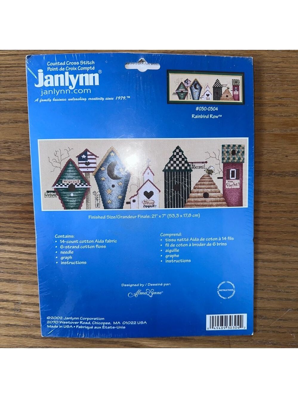NOS Vintage 2002 Janlynn Counted Cross Stitch Kit Rainbird Row Alma Lynne